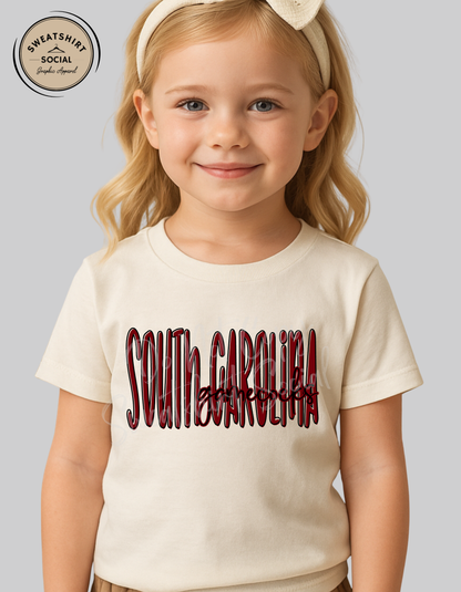 South Carolina Gamecocks Lettered Look Tee – Black & Garnet (Youth Sizes)