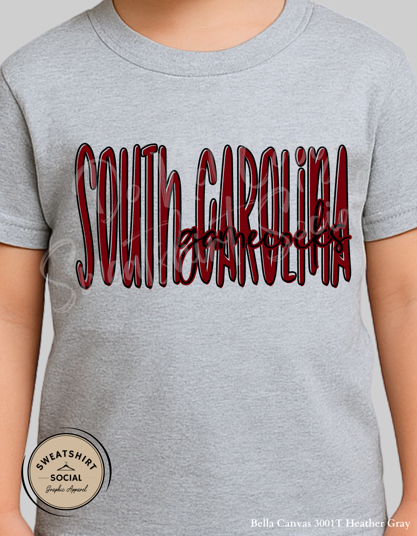 South Carolina Gamecocks Lettered Look Tee – Black & Garnet (Youth Sizes)