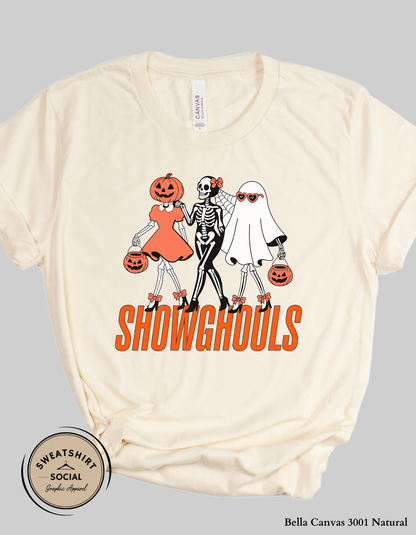 Showghouls Halloween Shirt – Spooky Trio Graphic Tee or Sweatshirt (Adult Sizes S–2XL)