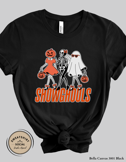 Showghouls Halloween Shirt – Spooky Trio Graphic Tee or Sweatshirt (Adult Sizes S–2XL)