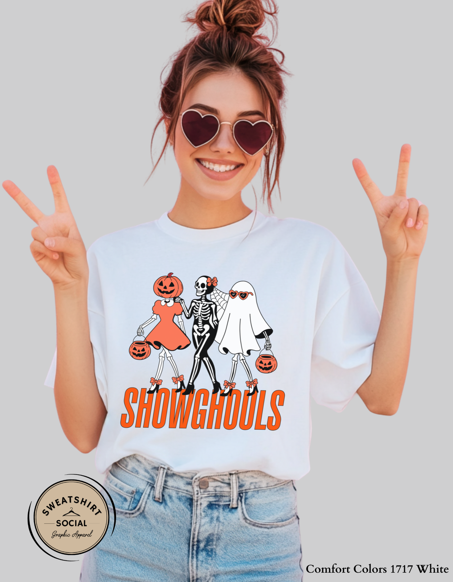 Showghouls Halloween Shirt – Spooky Trio Graphic Tee or Sweatshirt (Adult Sizes S–2XL)
