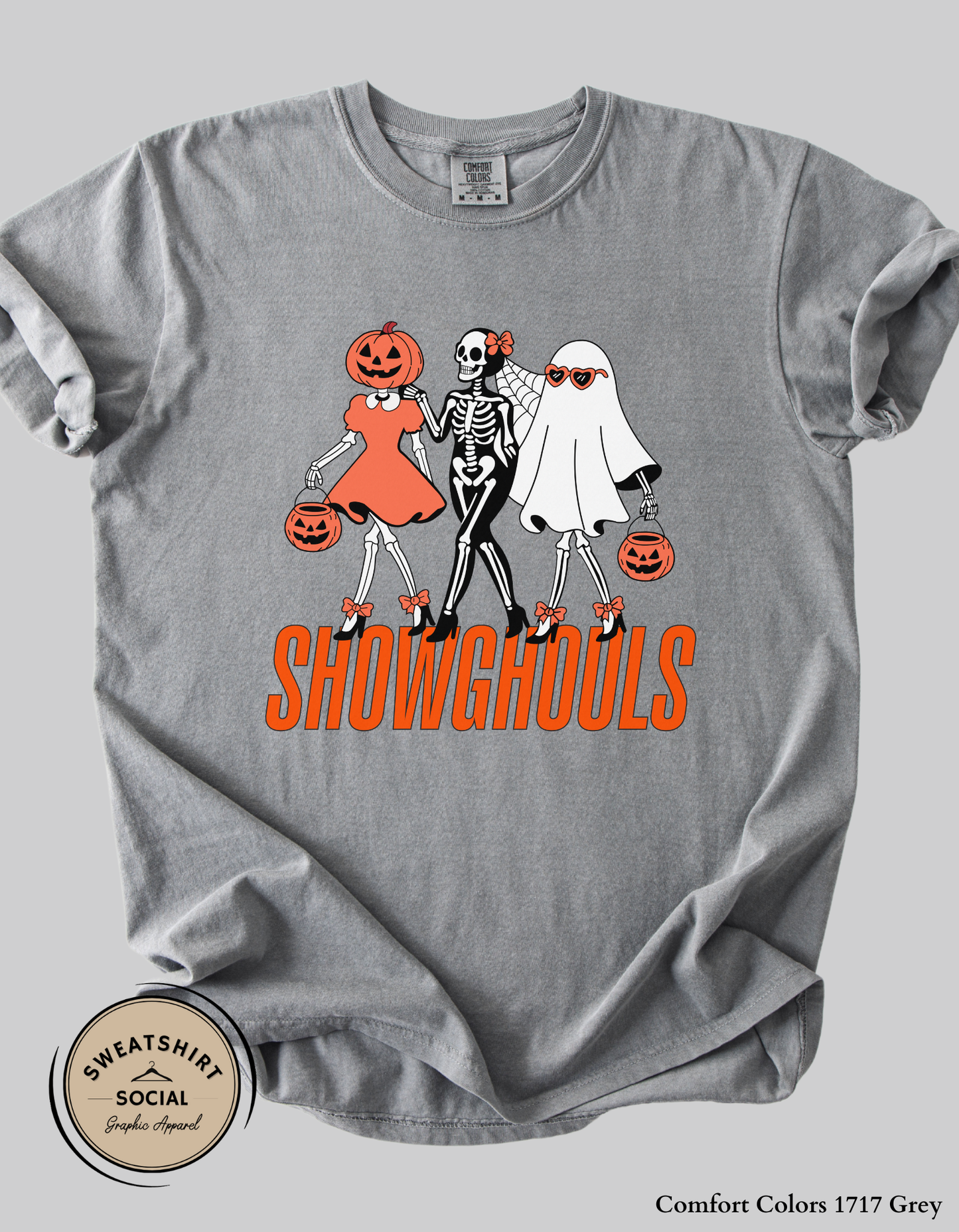 Showghouls Halloween Shirt – Spooky Trio Graphic Tee or Sweatshirt (Adult Sizes S–2XL)