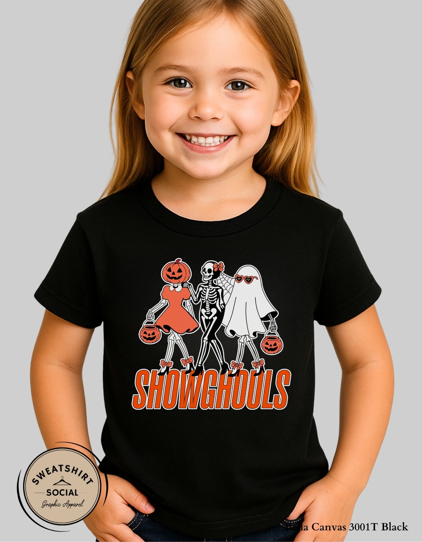 Kids Showghouls Halloween Shirt – Spooky Trio Graphic Tee (Infant, Toddler & Youth)