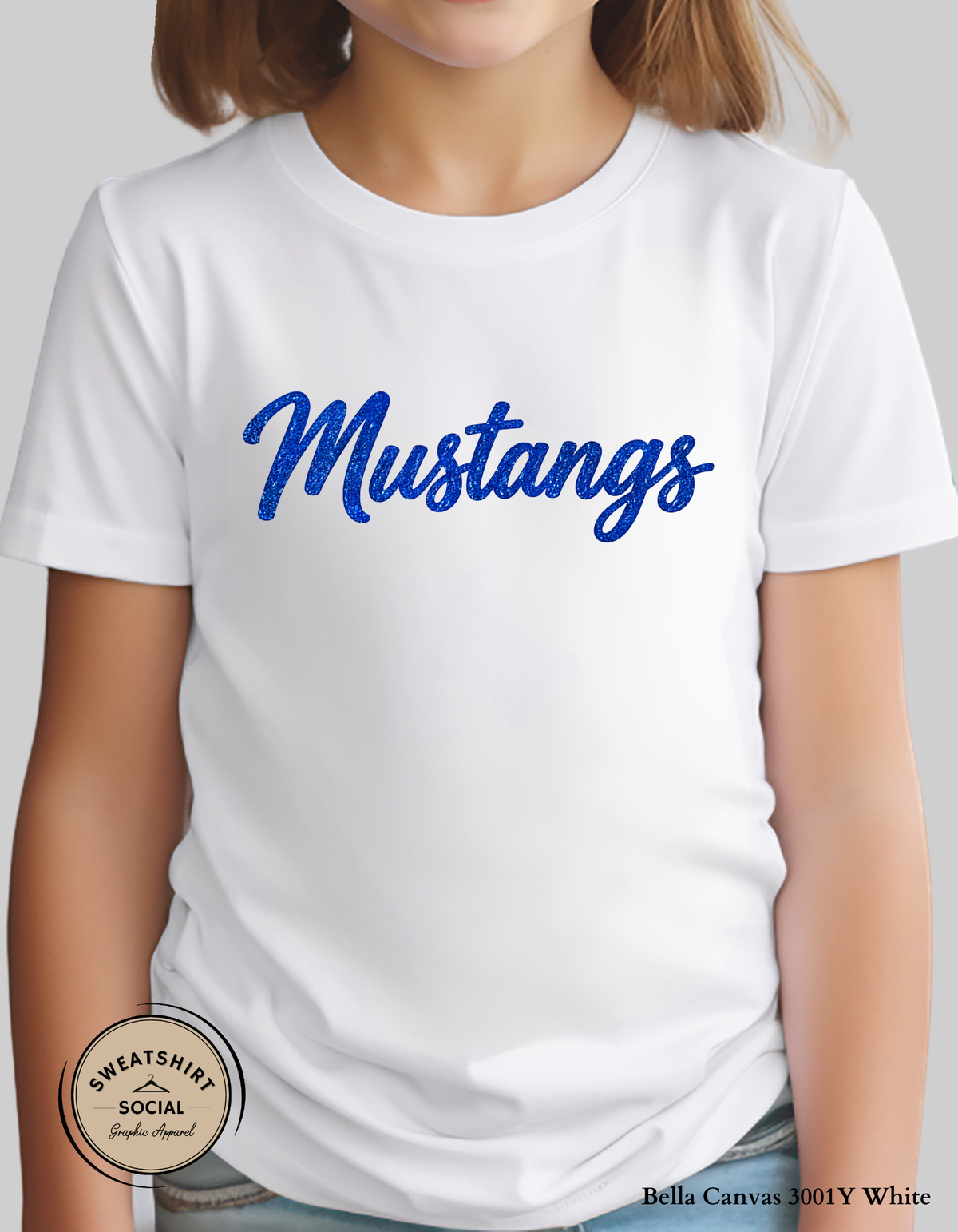 Springfield Mustangs Faux Glitter Classic Script – Kids