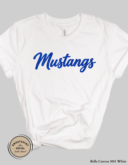 Springfield Mustangs Classic Faux Glitter Script (Adult Sizes)