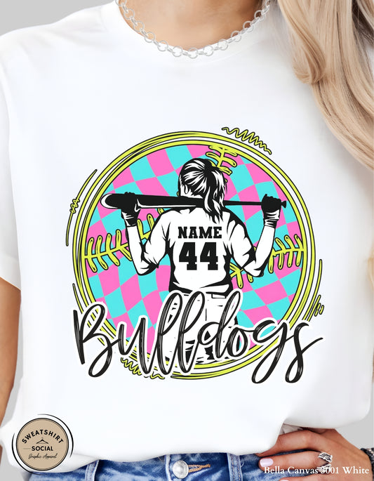 Custom Neon Check Softball Player Shirt or Tank – Personalized Name & Number Game Day Graphic (Adult Sizes S–2XL) (Copy)