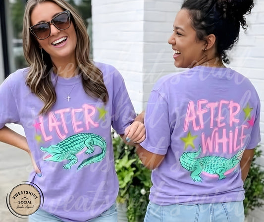 Later Gator After While Graphic Shirt – Funny Retro Alligator Tee or Sweatshirt (Adult Sizes S–2XL)