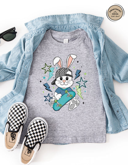 Skater Bunny Easter Shirt for Kids – Cool Skateboard Rabbit Graphic Tee & Sweatshirt (Infant–Youth Sizes)