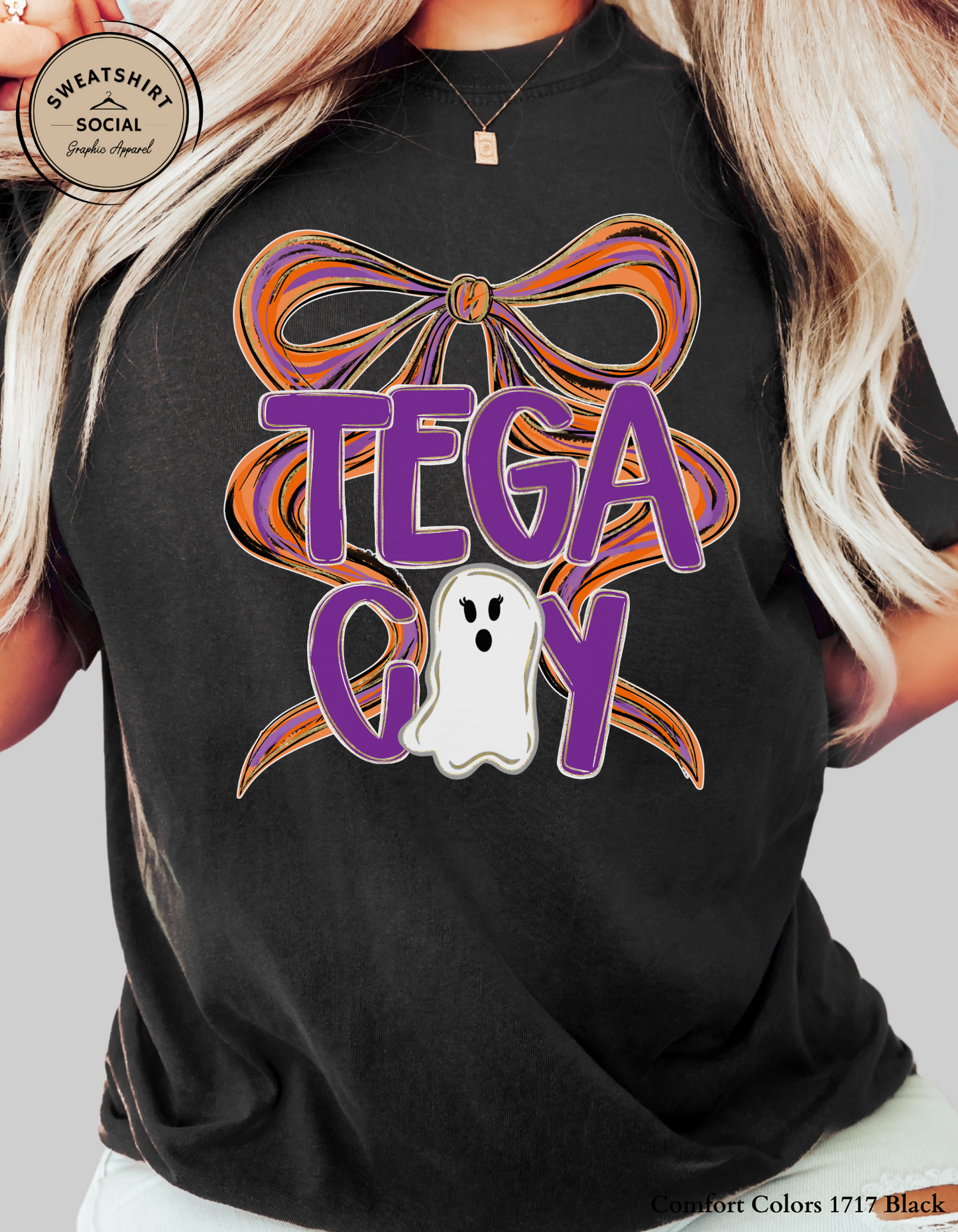 Tega Cay Ghost Bow Halloween Shirt – Festive Hometown T-Shirt or Sweatshirt for Adults