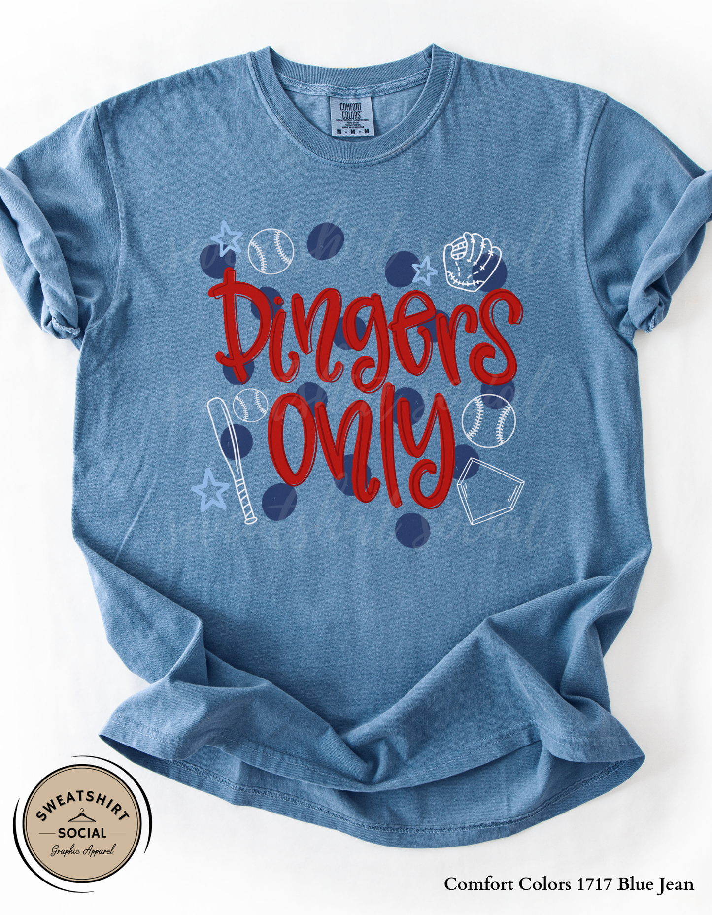Dingers Only Baseball Shirt or Sweatshirt – Bold Game Day Graphic Tee for Baseball Moms & Fans (Adult Sizes S–2XL)