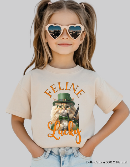 Feline Lucky Kids’ St. Patrick’s Day Shirt & Sweatshirt – Matching Family Option! 🍀🐱