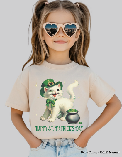 Lucky Kitty St. Patrick’s Day Shirt & Sweatshirt for Kids ☘️🐱