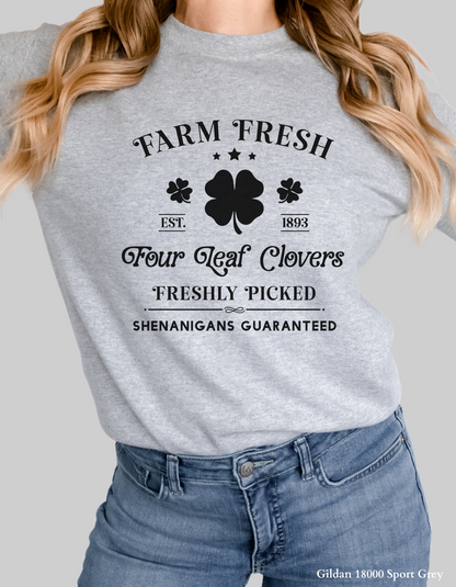 Farm Fresh Four Leaf Clovers – St. Patrick’s Day Shirt & Sweatshirt 🍀