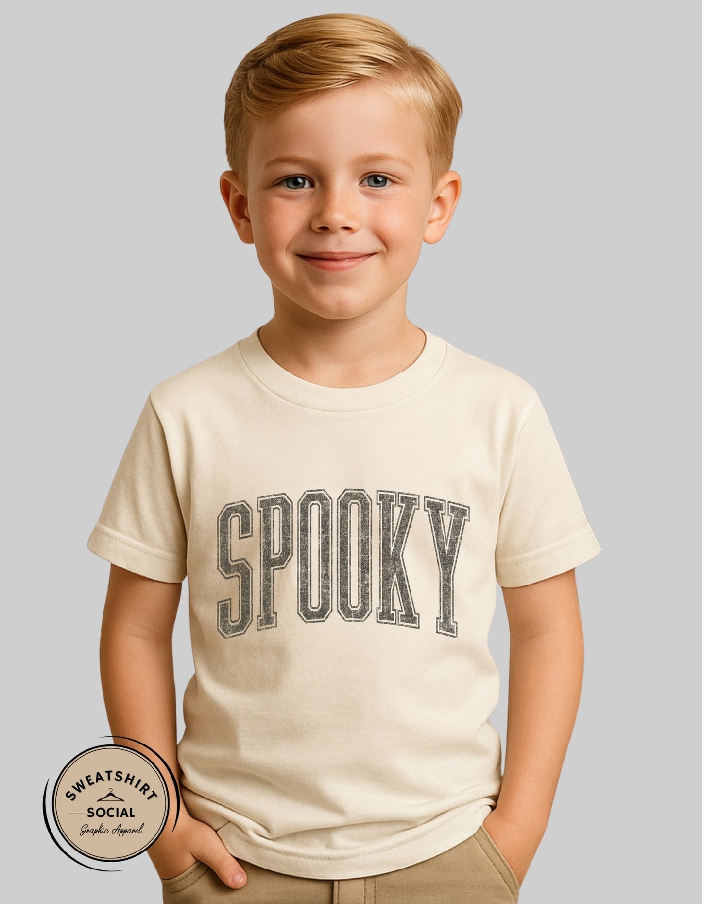 Spooky Lettered Look Tee – Vintage Halloween Style (Black Version - Infant, Toddler, Youth Sizes) (Copy)