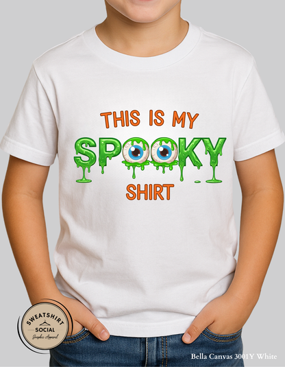 Kids “This Is My Spooky Shirt” – Slime & Eyeball Halloween Tee (Infant, Toddler & Youth)