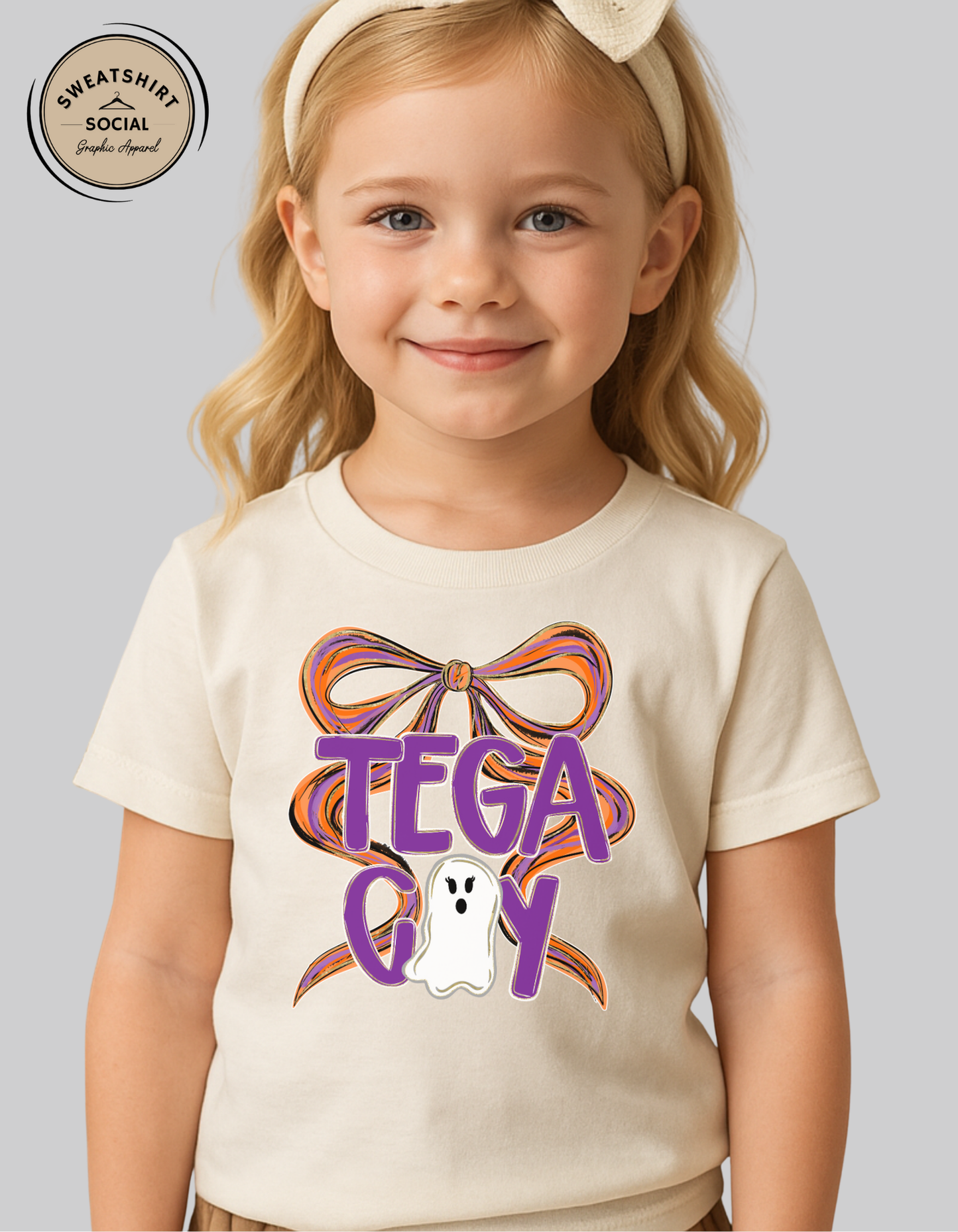 Kids Tega Cay Ghost Bow Halloween Shirt – Festive Hometown T-Shirt or Sweatshirt (Toddler & Youth) (Infant, Toddler, Youth) (Copy)