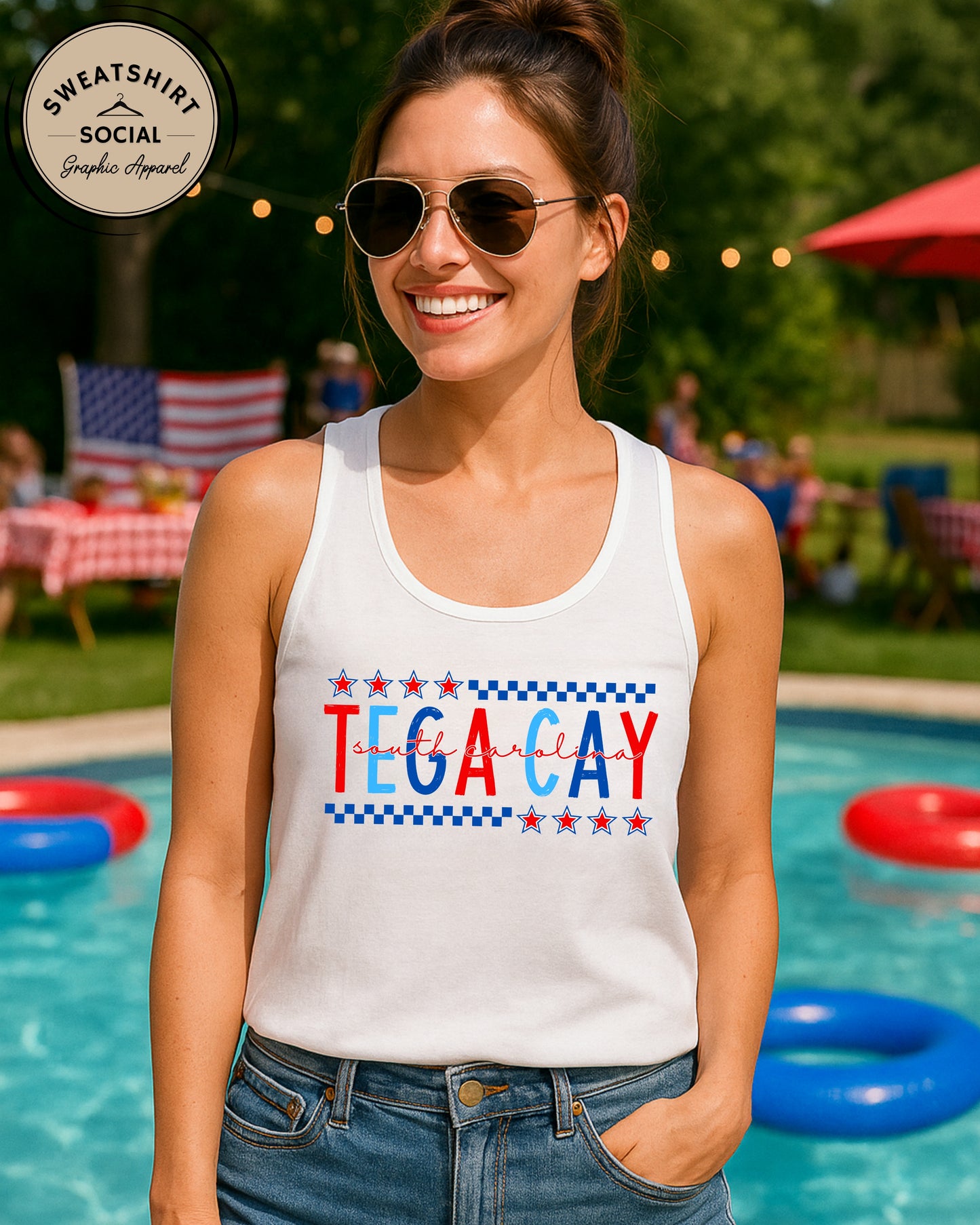 Tega Cay SC Fourth of July Shirt – Patriotic Red, White & Blue Hometown T-Shirt