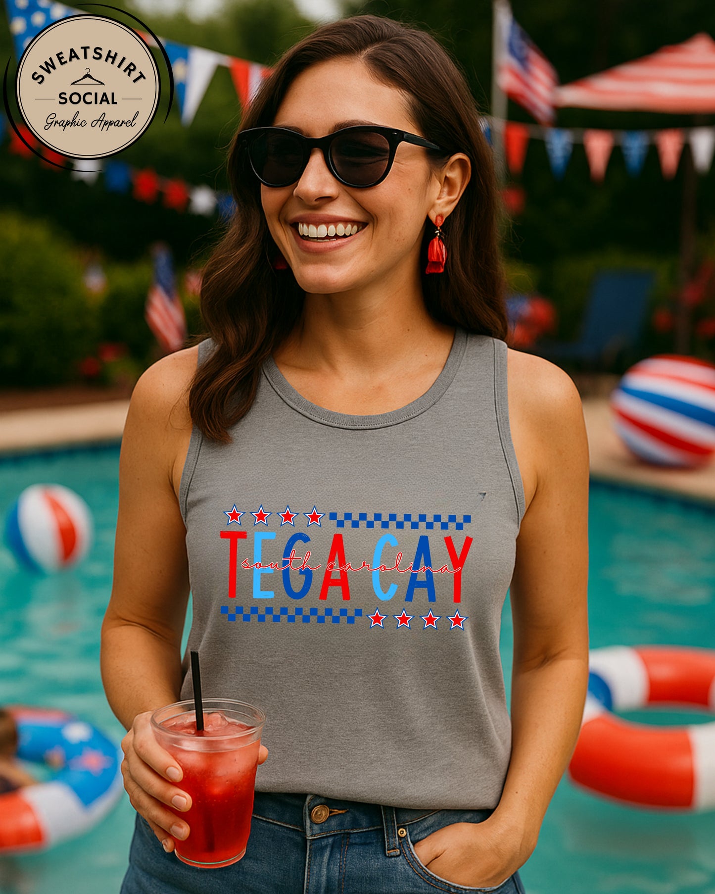 Tega Cay SC Fourth of July Shirt – Patriotic Red, White & Blue Hometown T-Shirt