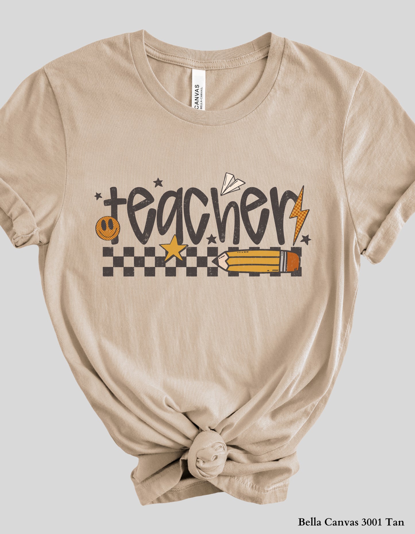 Vintage Teacher Shirt or Sweatshirt – Retro Checkered Pencil Design (Unisex Fit for Back to School)