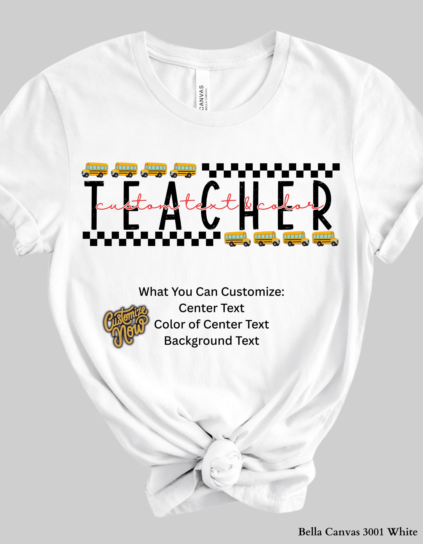 Custom Teacher Shirt – School Bus Design Tee or Sweatshirt (Adult Sizes, Back to School Staff Gift)