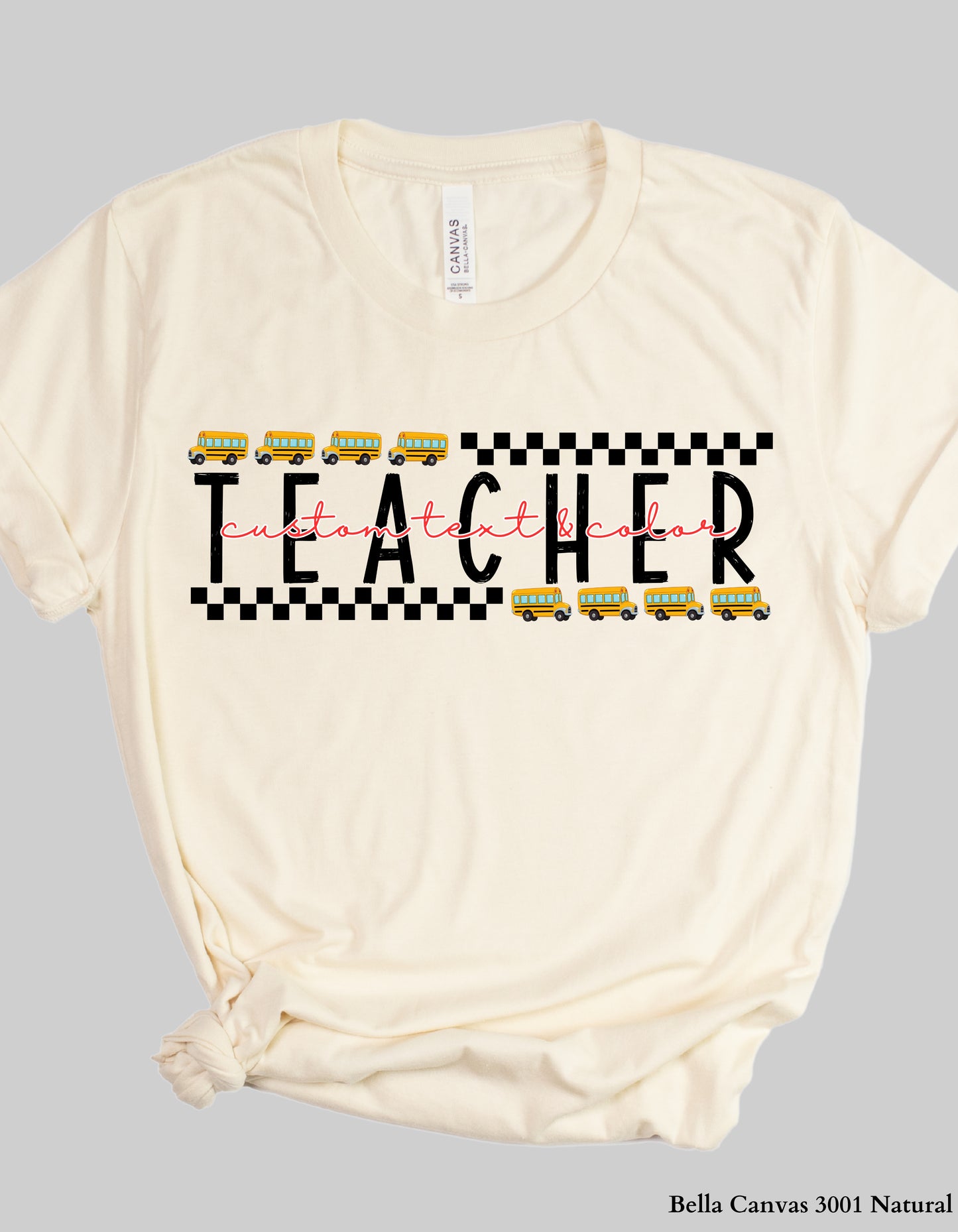 Custom Teacher Shirt – School Bus Design Tee or Sweatshirt (Adult Sizes, Back to School Staff Gift)