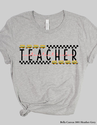 Custom Teacher Shirt – School Bus Design Tee or Sweatshirt (Adult Sizes, Back to School Staff Gift)