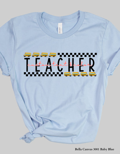 Custom Teacher Shirt – School Bus Design Tee or Sweatshirt (Adult Sizes, Back to School Staff Gift)