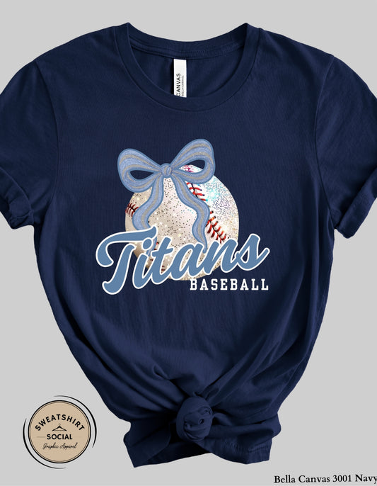 Custom Team Mascot Baseball Bow Shirt – Personalized School Spirit Design (Adult Sizes S–2XL)