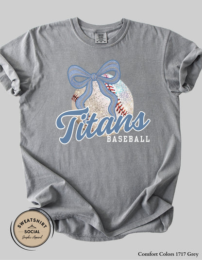 Titans Baseball Tee or Sweatshirt – Blue Bow Spirit Design (Adult Sizes)