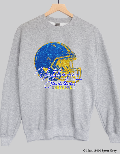 Fort Mill Yellow Jacket Football Shirt – Faux Glitter Helmet Design (Game Day Spirit T-Shirt or Sweatshirt)