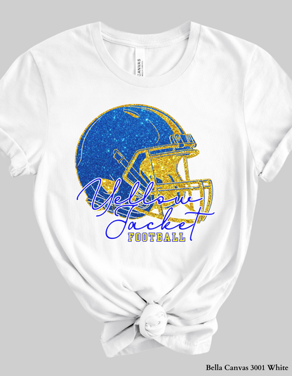 Fort Mill Yellow Jacket Football Shirt – Faux Glitter Helmet Design (Game Day Spirit T-Shirt or Sweatshirt)