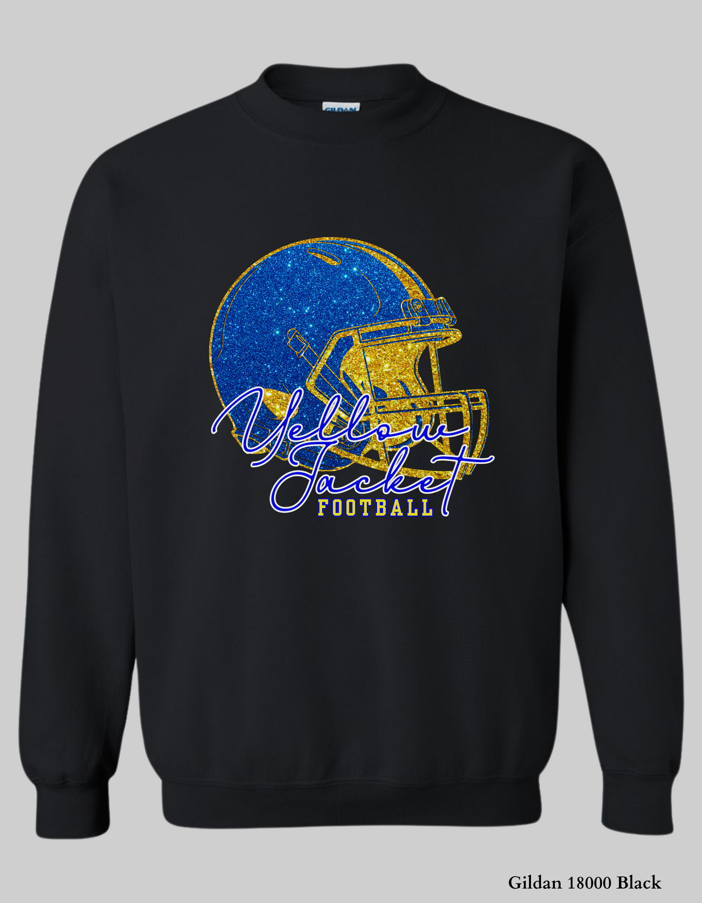 Fort Mill Yellow Jacket Football Shirt – Faux Glitter Helmet Design (Game Day Spirit T-Shirt or Sweatshirt)