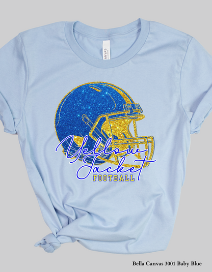 Fort Mill Yellow Jacket Football Shirt – Faux Glitter Helmet Design (Game Day Spirit T-Shirt or Sweatshirt)