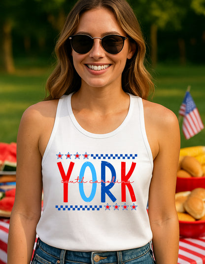 York SC Fourth of July Shirt – Patriotic Red, White & Blue Hometown T-Shirt
