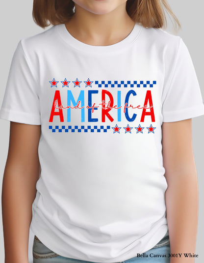 Kids' America – Land of the Free Shirt (Infant, Toddler & Youth Sizes) | Patriotic Red, White & Blue Tee