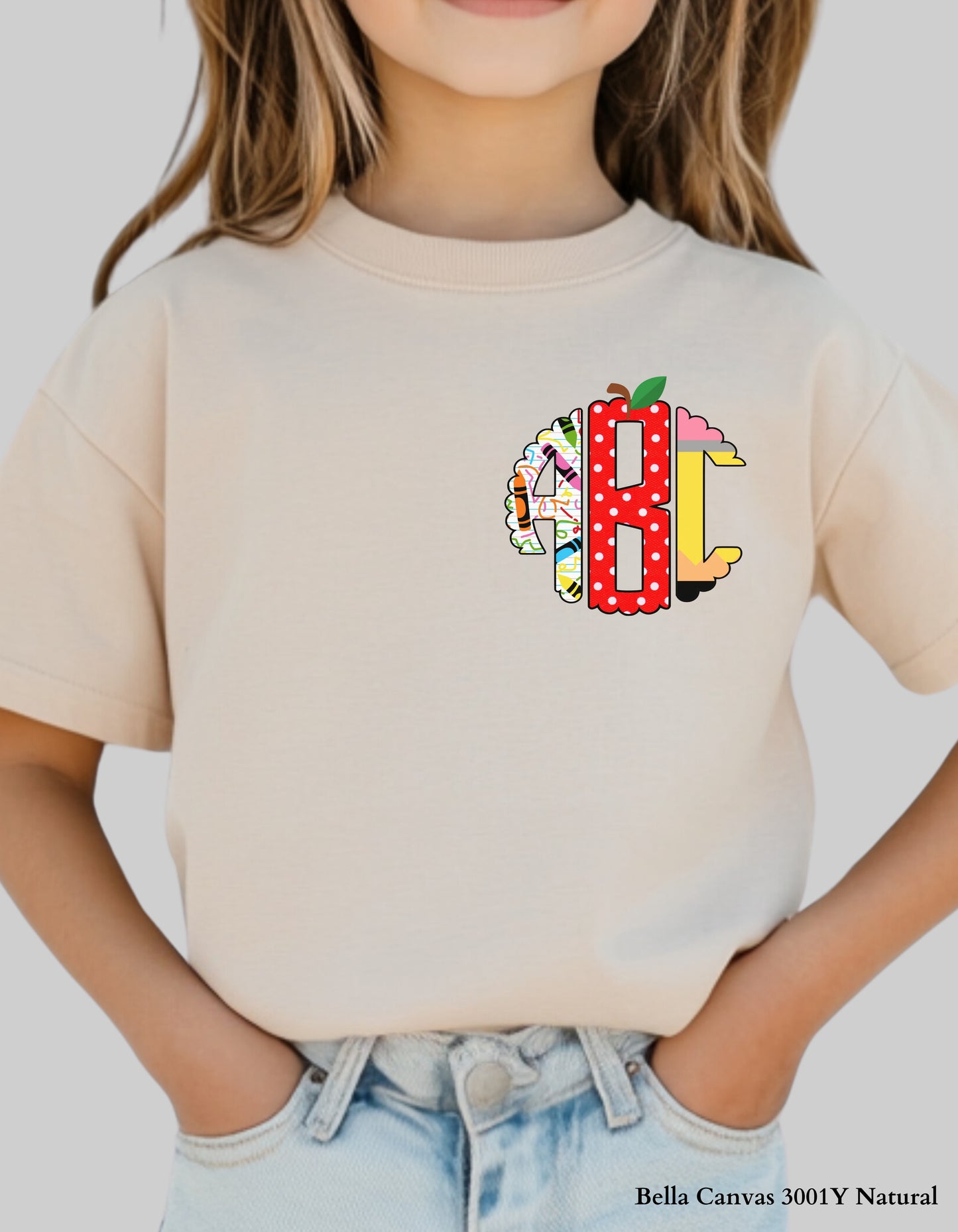 Custom ABC Pocket Monogram Shirt – Personalized Kids Back to School Design (Youth & Toddler Sizes)