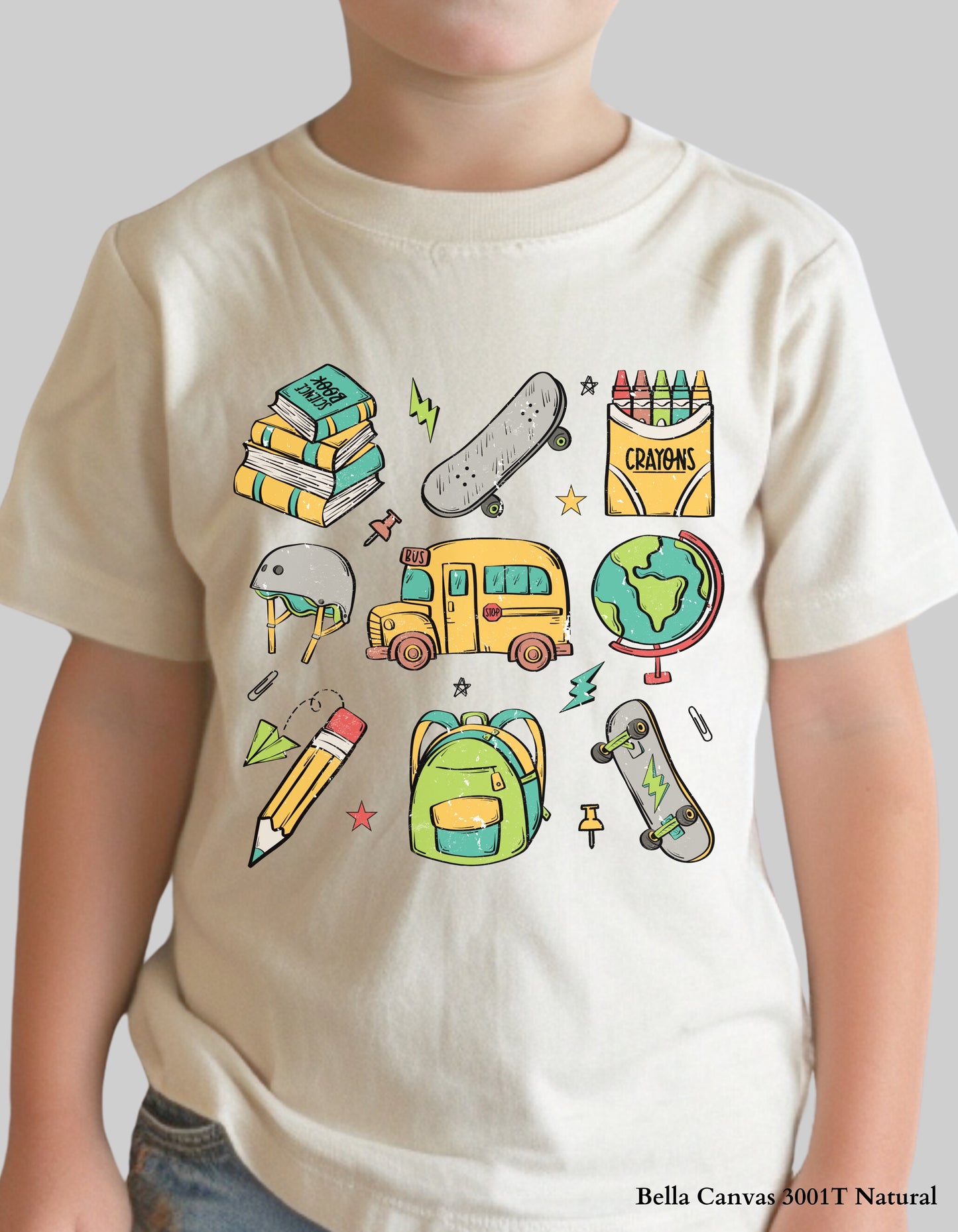 Skater School Supplies Shirt – Colorful Back to School Tee for Kids (Youth & Toddler Sizes)