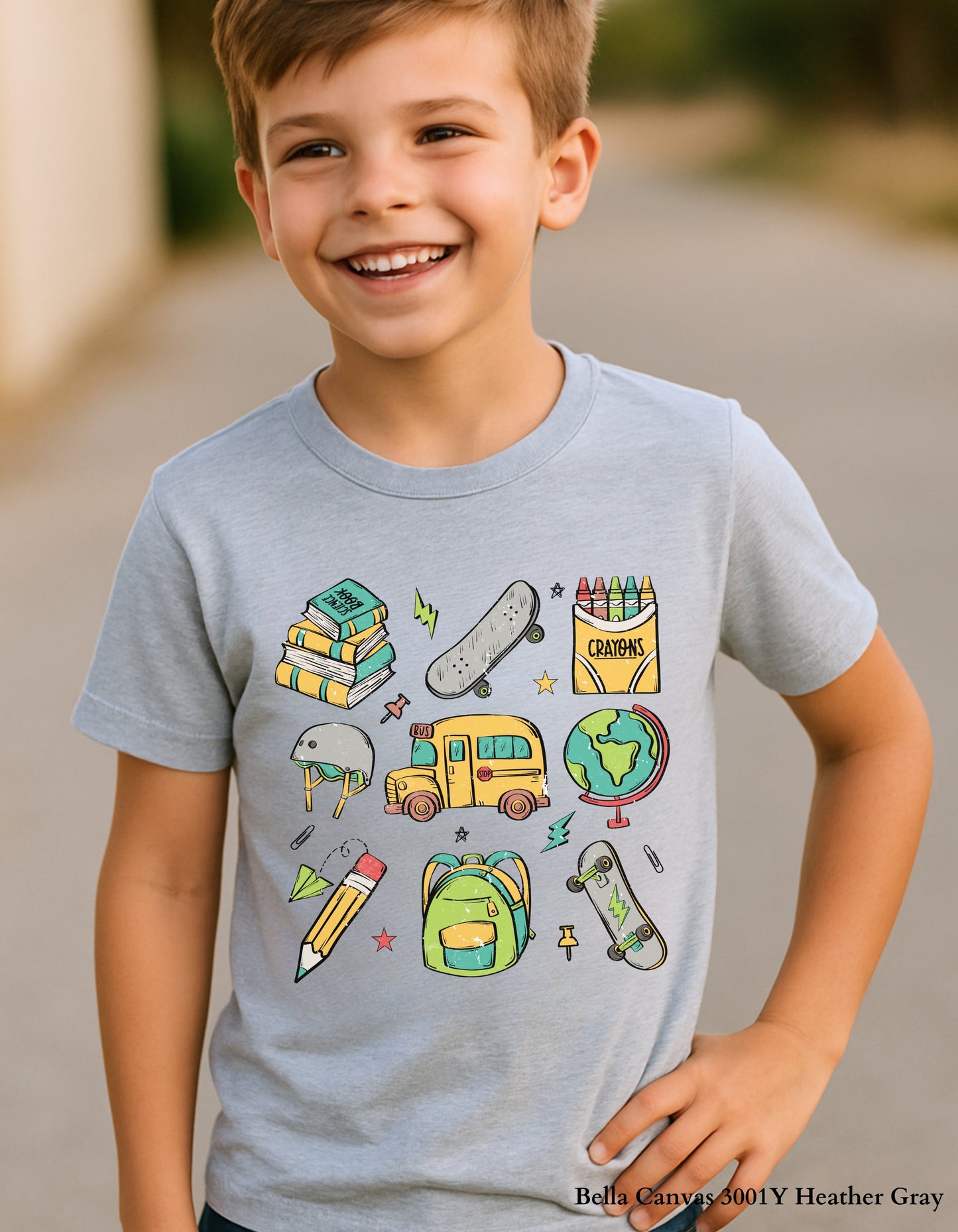 Skater School Supplies Shirt – Colorful Back to School Tee for Kids (Youth & Toddler Sizes)
