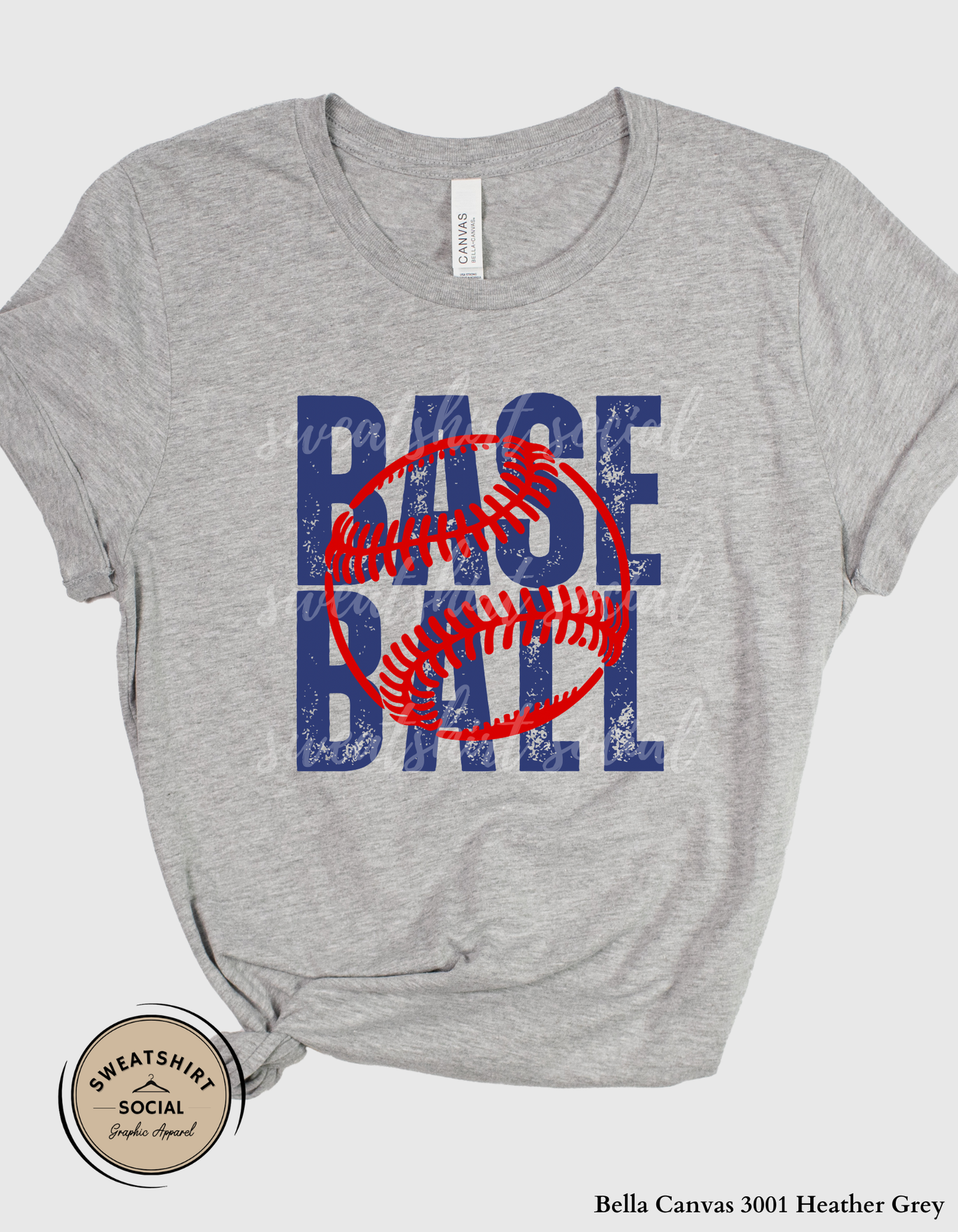 Baseball Graphic Shirt or Sweatshirt – Bold “Base Ball” Distressed Game Day Tee (Adult Sizes S–2XL)