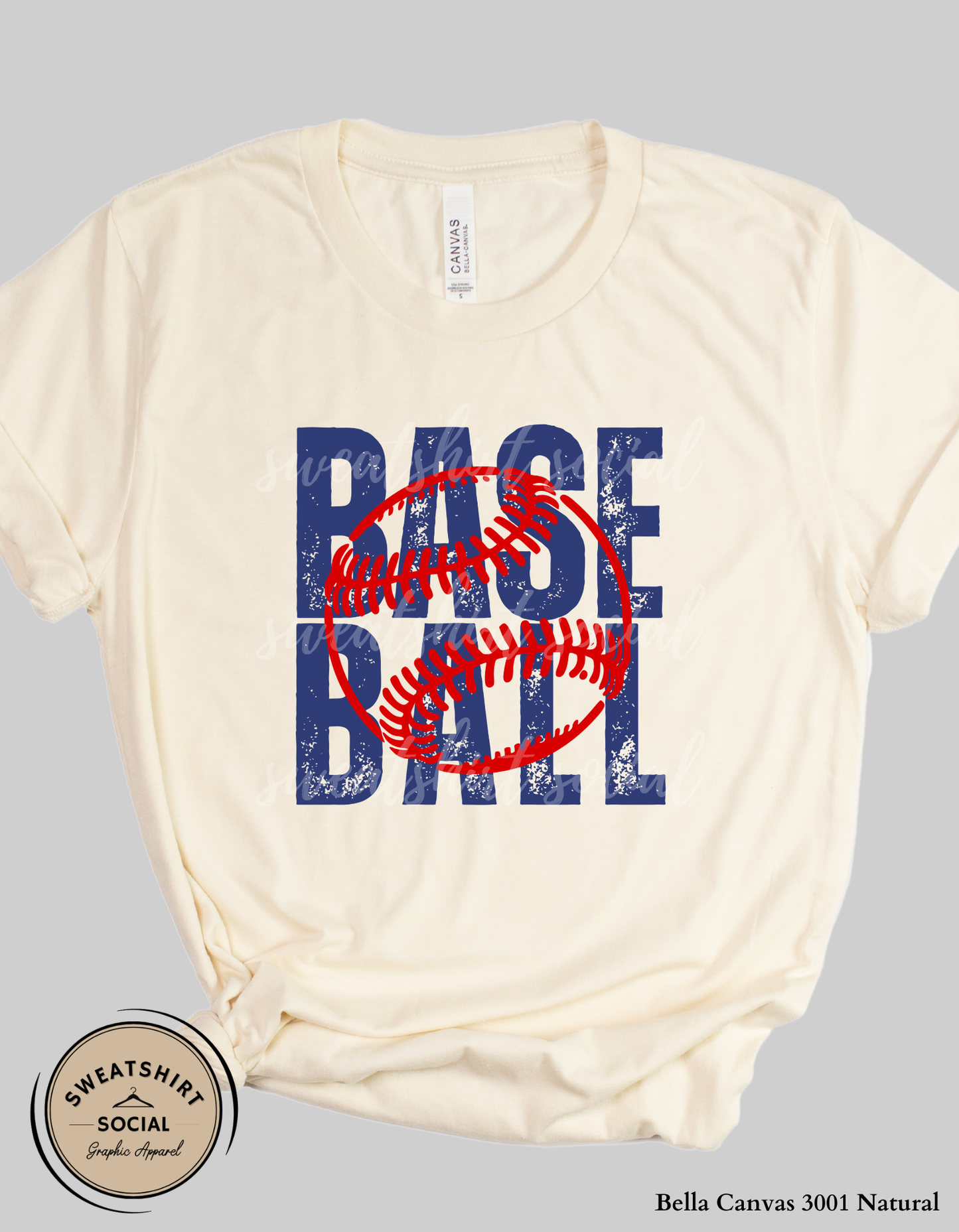 Baseball Graphic Shirt or Sweatshirt – Bold “Base Ball” Distressed Game Day Tee (Adult Sizes S–2XL)