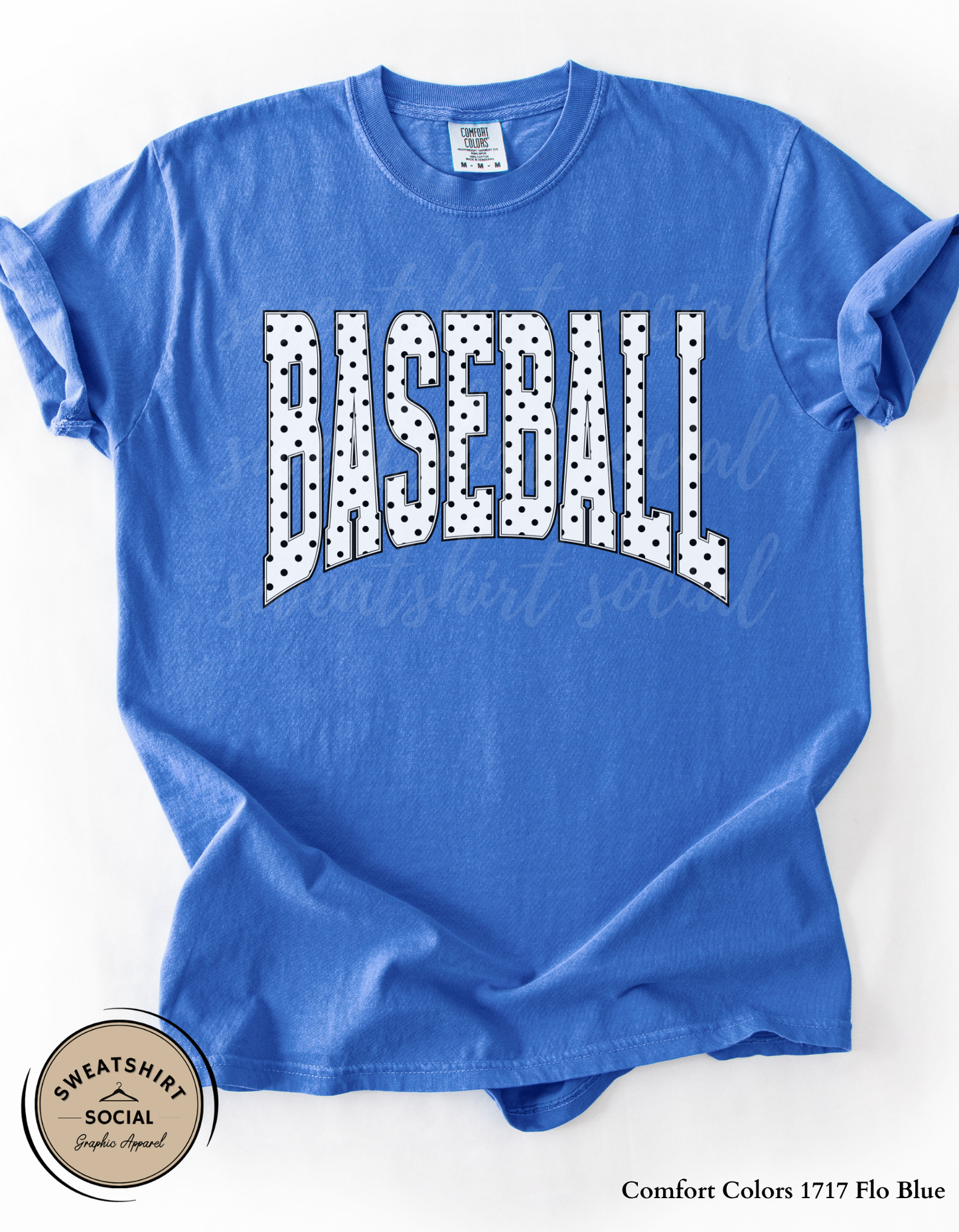 Baseball Polka Dot Graphic Shirt or Sweatshirt – Neutral Game Day Arch Tee (Adult Sizes S–2XL)