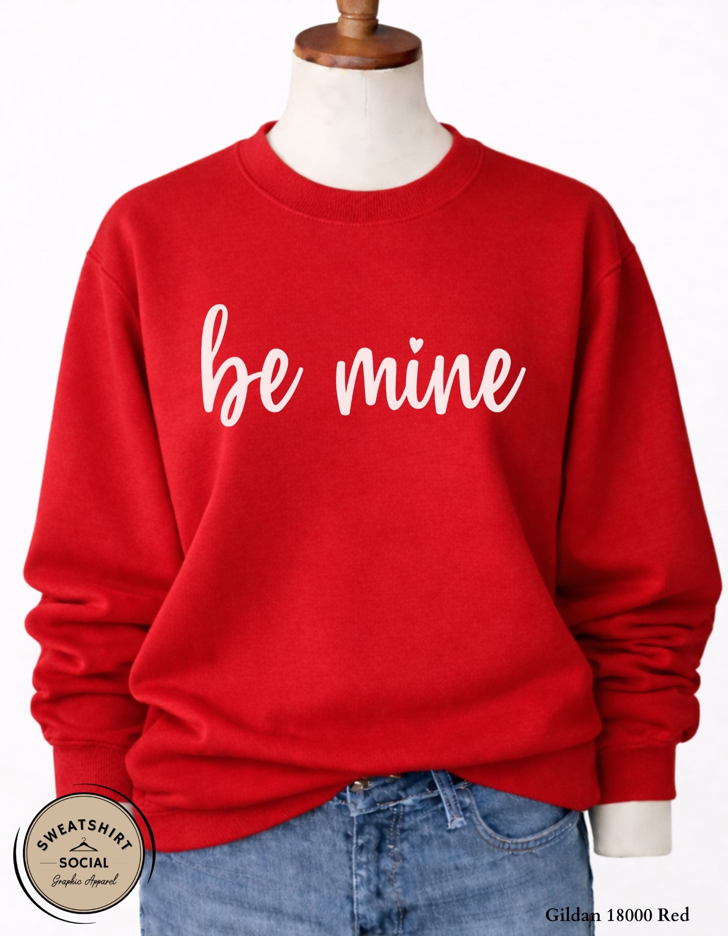 Be Mine Valentine’s Day T-Shirt or Sweatshirt – Simple Script Love Design (Adult Sizes S–2XL)