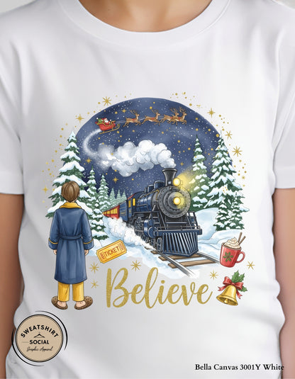 Kids Believe Christmas Sweatshirt – Magical Holiday Train (Infant–Youth Sizes)
