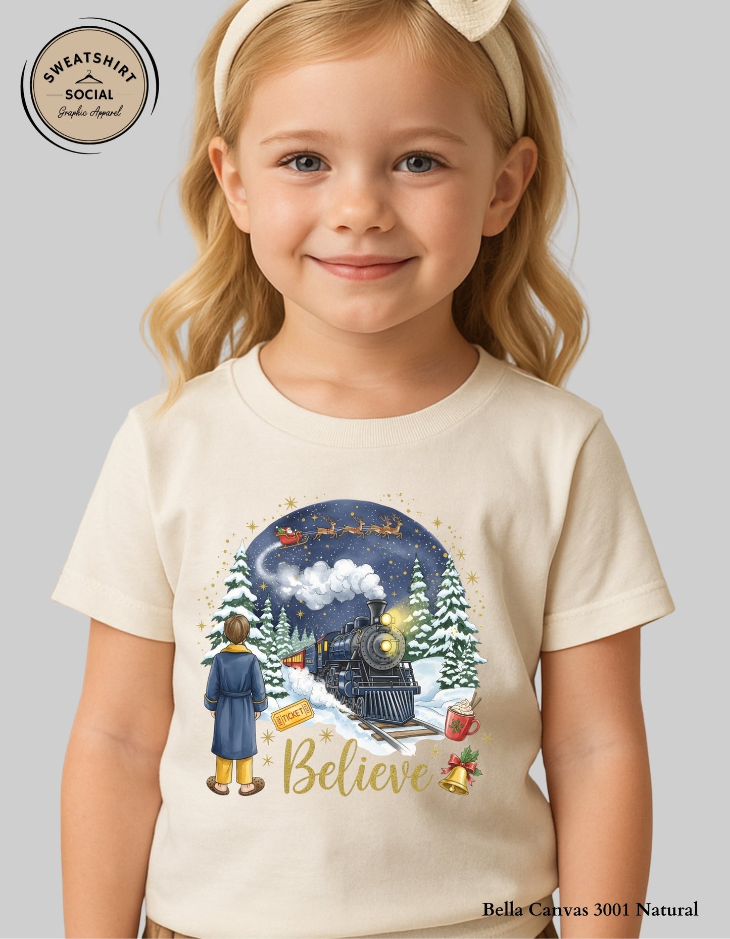 Kids Believe Christmas Sweatshirt – Magical Holiday Train (Infant–Youth Sizes)