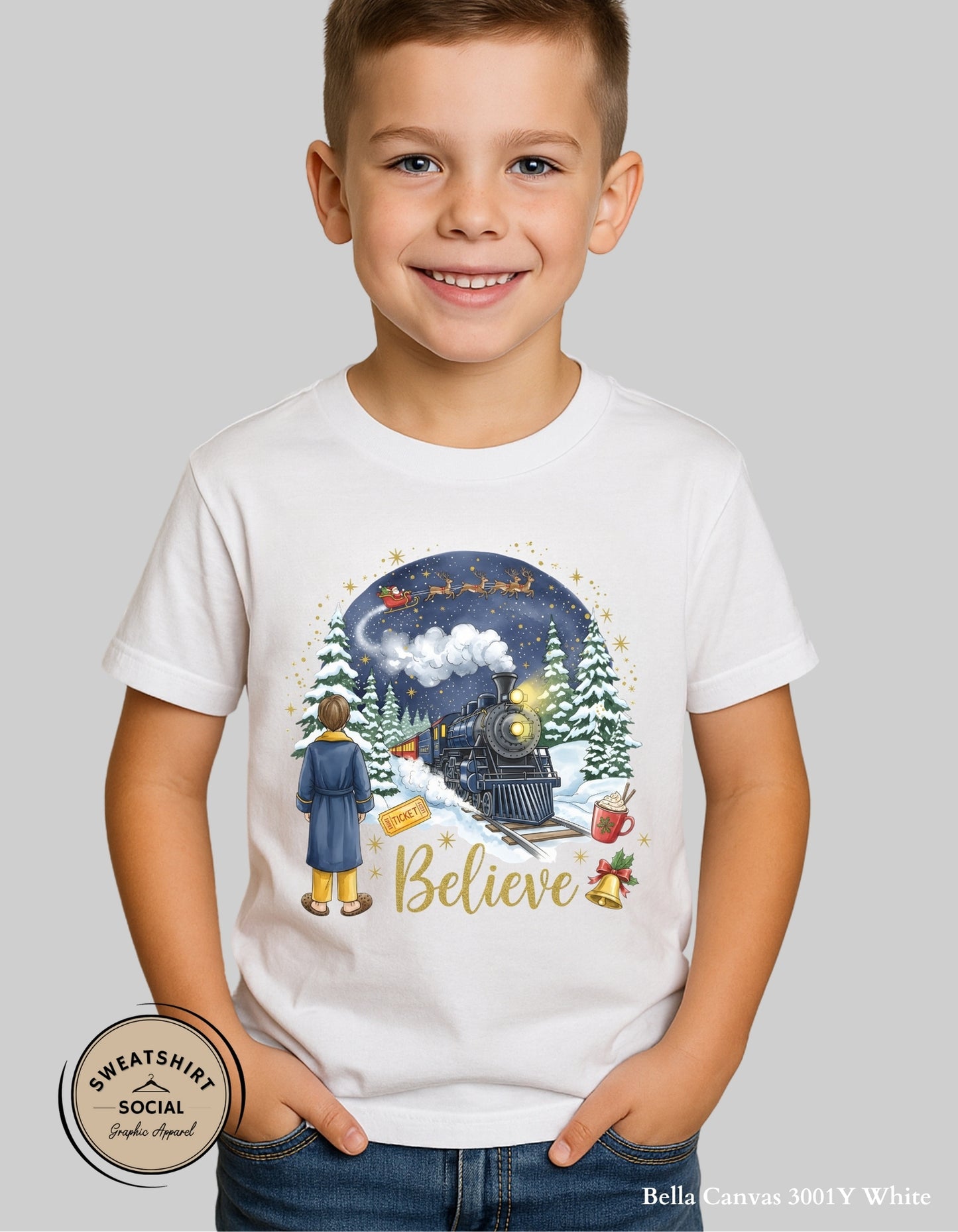 Kids Believe Christmas Sweatshirt – Magical Holiday Train (Infant–Youth Sizes)