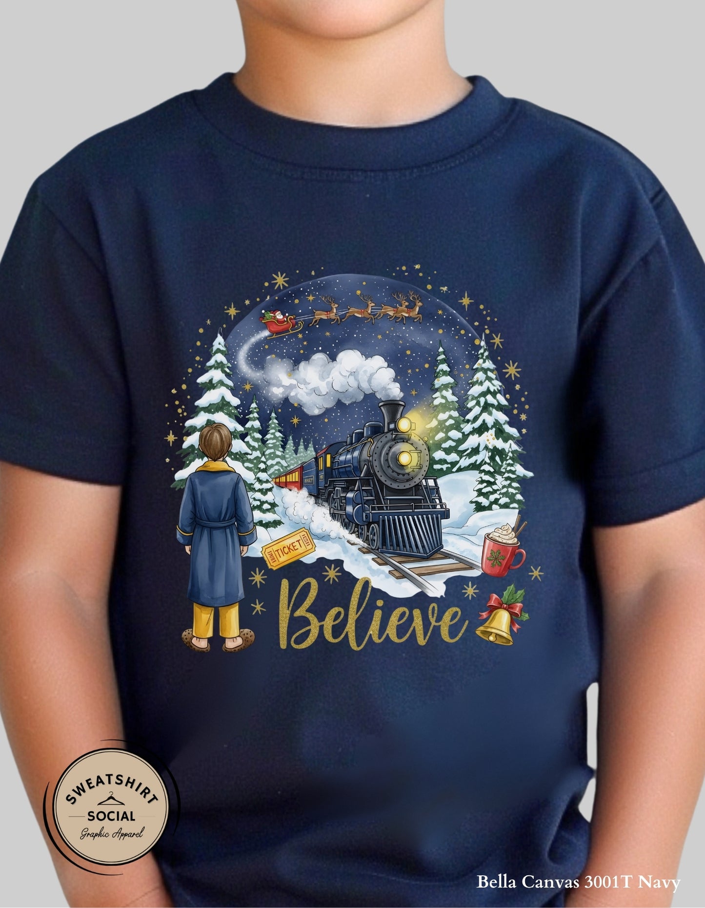 Kids Believe Christmas Sweatshirt – Magical Holiday Train (Infant–Youth Sizes)