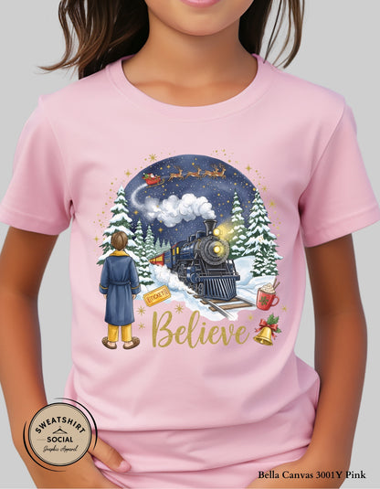 Kids Believe Christmas Sweatshirt – Magical Holiday Train (Infant–Youth Sizes)