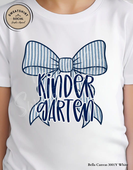 Blue Bow Grade Level Shirt – Girly Back to School Tee (Youth & Toddler Sizes, Pre-K to 5th Grade)