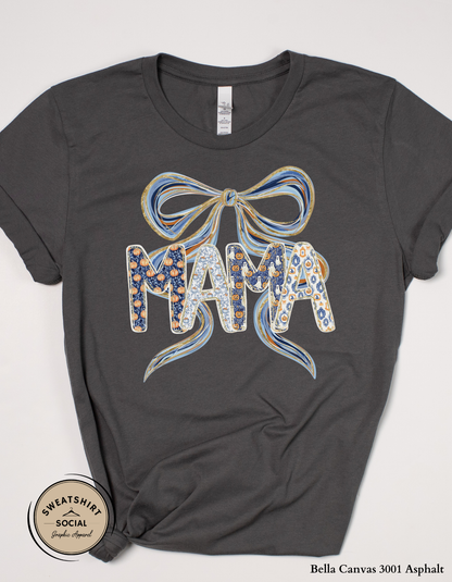 Bow MAMA Halloween Shirt – Festive Fall Graphic Tee for Moms (Adult Sizes S–2XL)