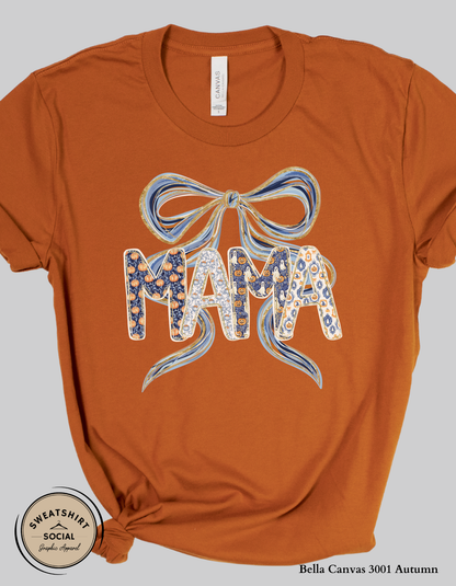 Bow MAMA Halloween Shirt – Festive Fall Graphic Tee for Moms (Adult Sizes S–2XL)